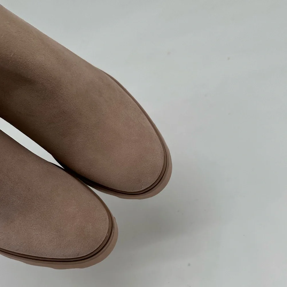 Dolce Vita Tan Suede Block Heel Ankle Boots